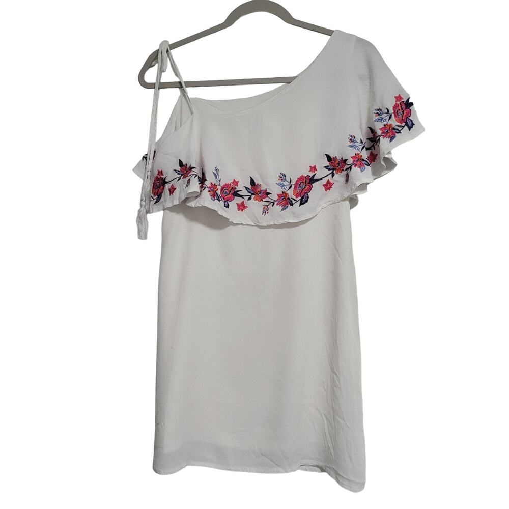 Miami White Floral Dress Sleeveless Tie Spaghetti Strap Mini Dress Size Small - Picture 5 of 8